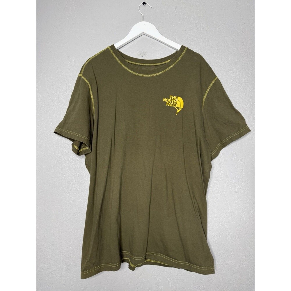 The North Face T Shirt Mens Size 2XL Olive OD Army Green Cliff Hanger Hiking